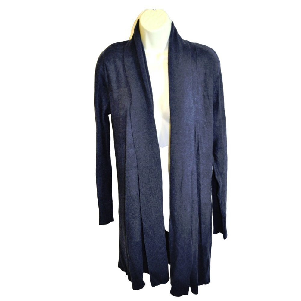 Avellini blue Gray Longline Open Front Cardigan Sweater wool/Alpaca blend Size M